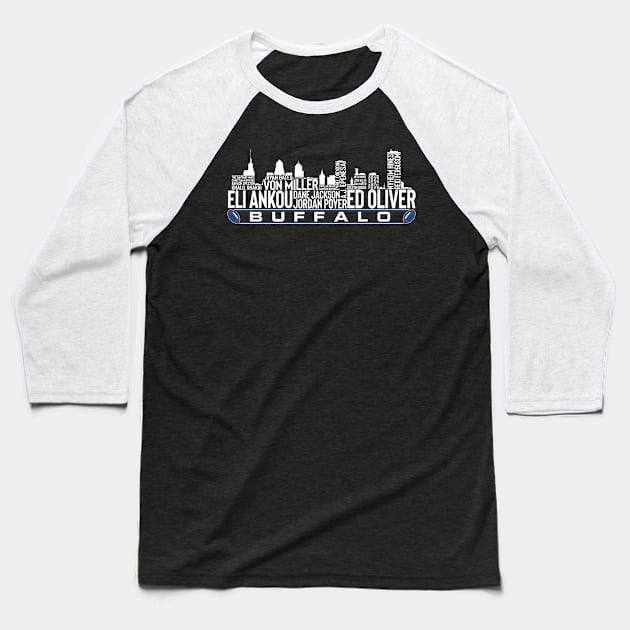 Buffalo Football Team 23 Player Roster, Buffalo City Skyline Baseball T-Shirt by Legend Skyline